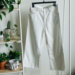 White Cropped Wide Leg Denim